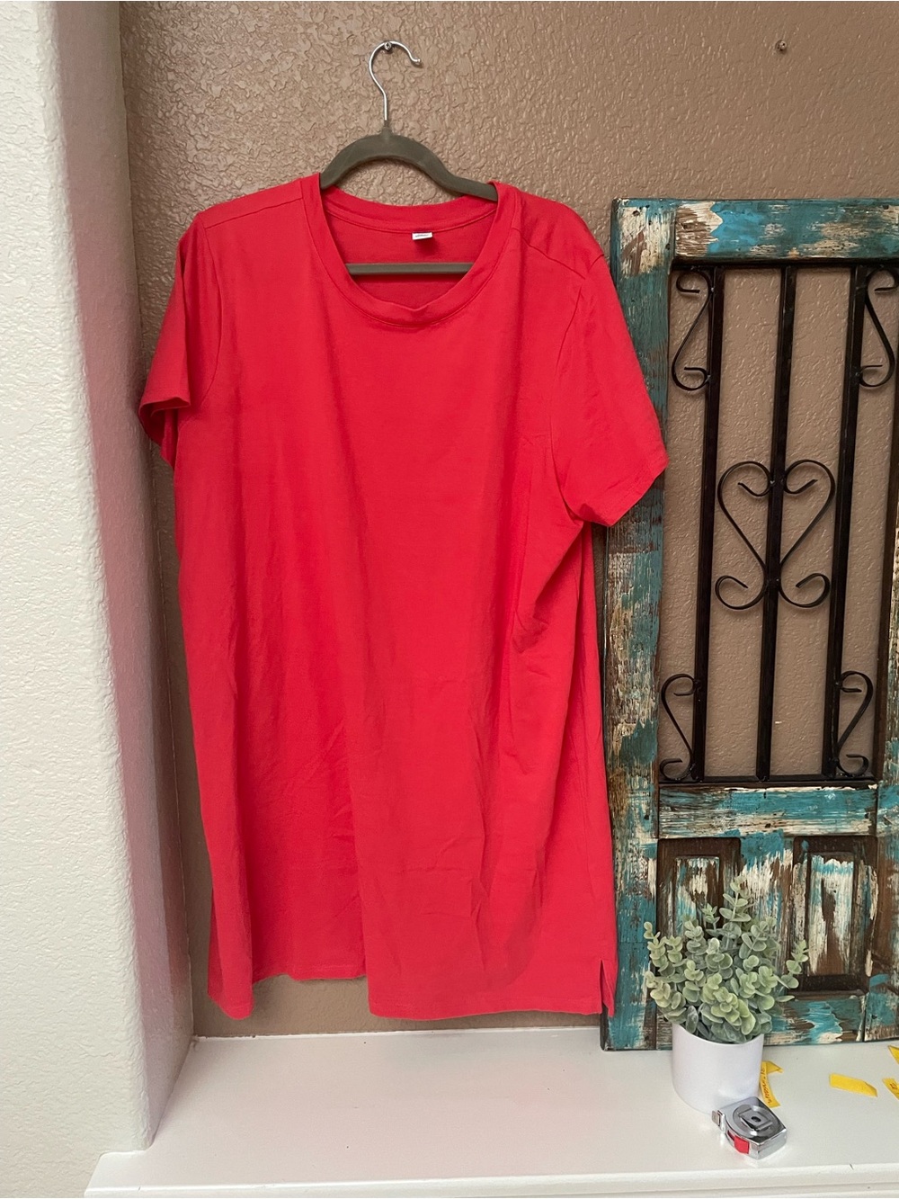 Old Navy Coral Red T-Shirt Dress